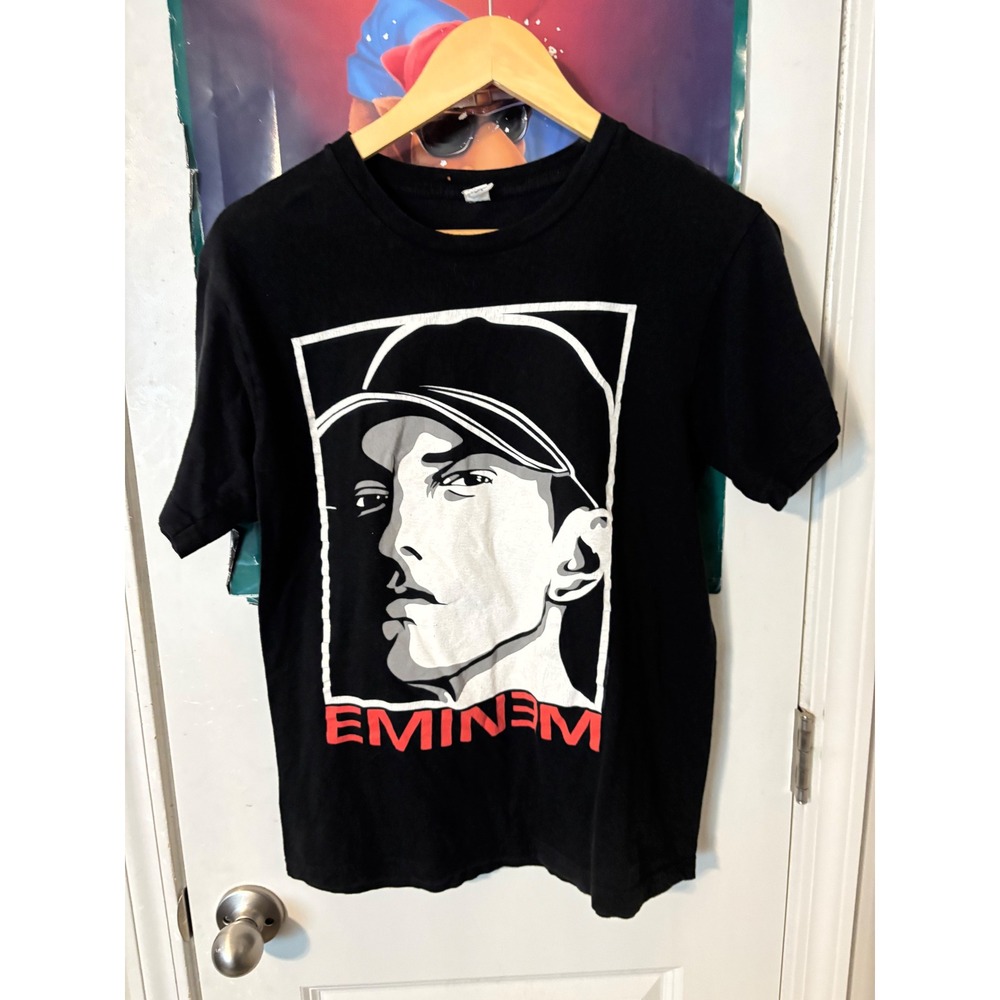 Eminem y2k T-Shirt Mens Small Black Hip Hop Rap Tee Slim Shady Portrait
